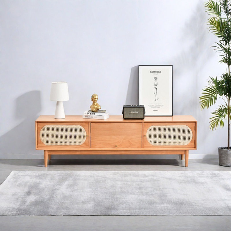 Meuble télé moderne et simple en rotin de luxe, 70.87"