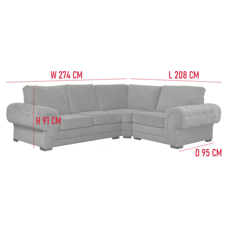 Carnot 4 Seater Corner Sofa , Light Grey, Right Hand Facing