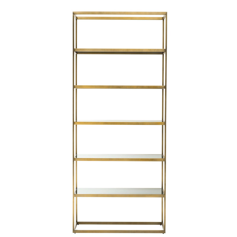 Brushed Brass and Glass 5-Tier Etagere Bookcase