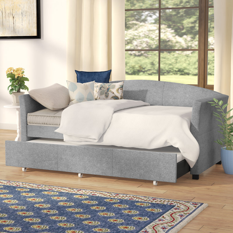 Doab Upholstered Daybed with Trundle, Smoke Grey