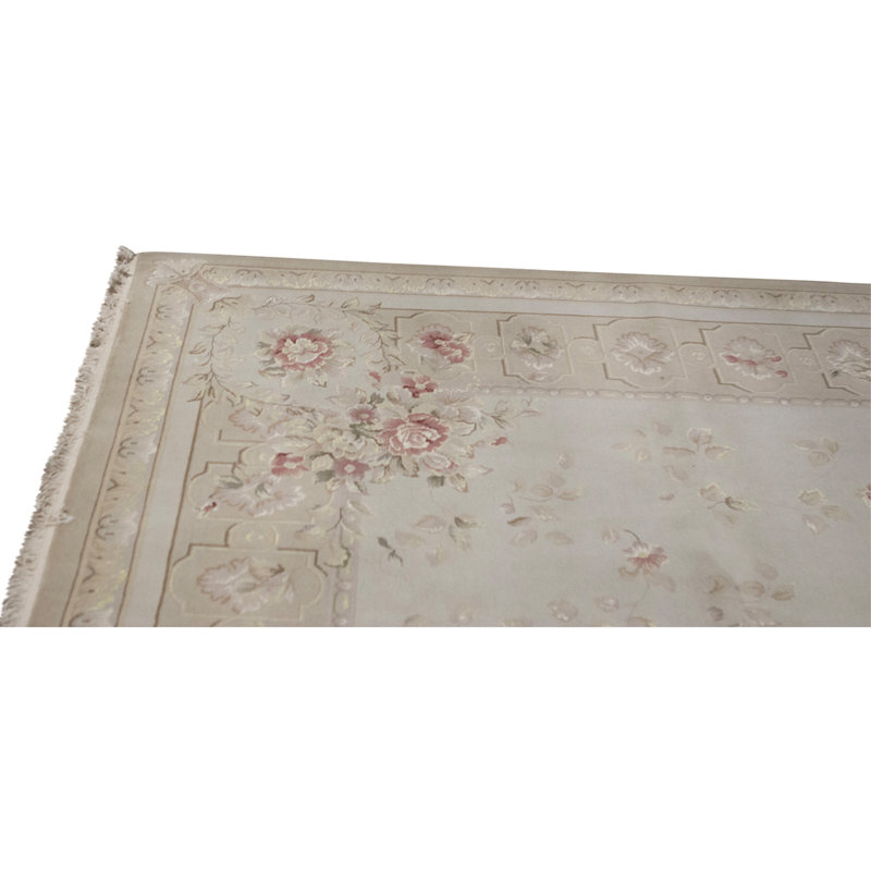 Hand Knotted Oriental Area Rug in Beige