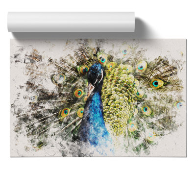 Peacock Watercolour - Frameless Print