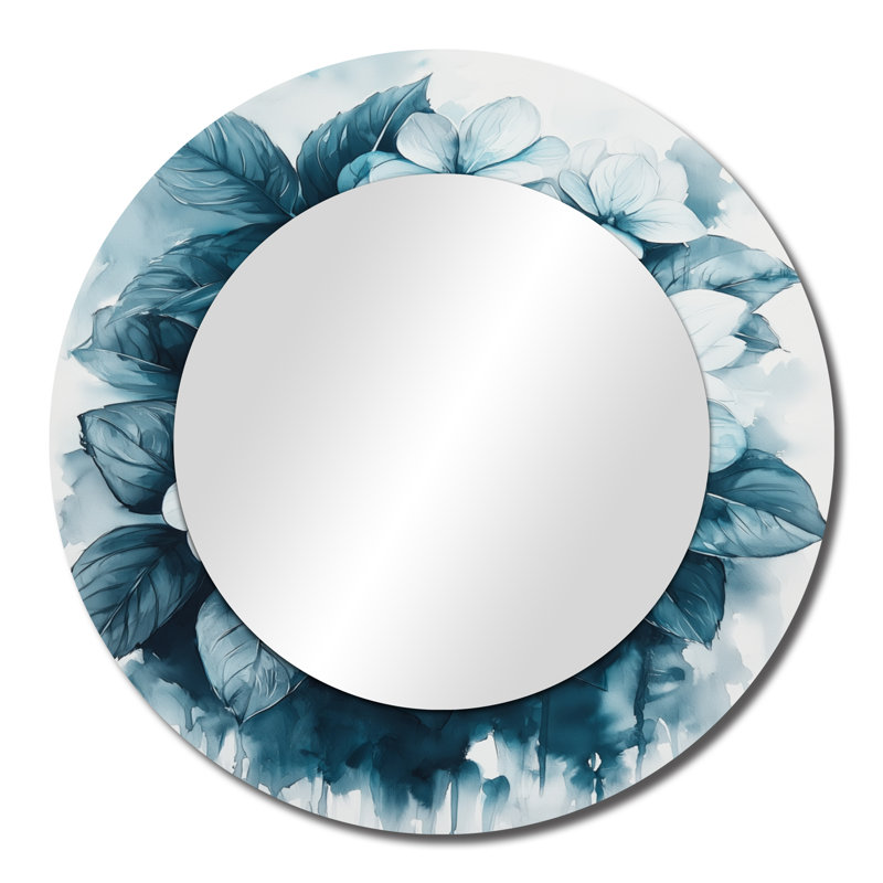 Monochrome Hydrangea Cluster - Floral Mirror For Wall Art Decor - Printed On Metal, 23" x 23"