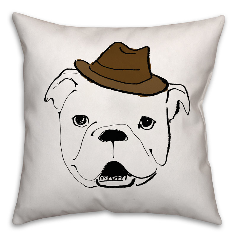 Dog with Hat Throw Pillow in , Throw Pillow, 20" x 20", Pillow Cover Only - No Insert
