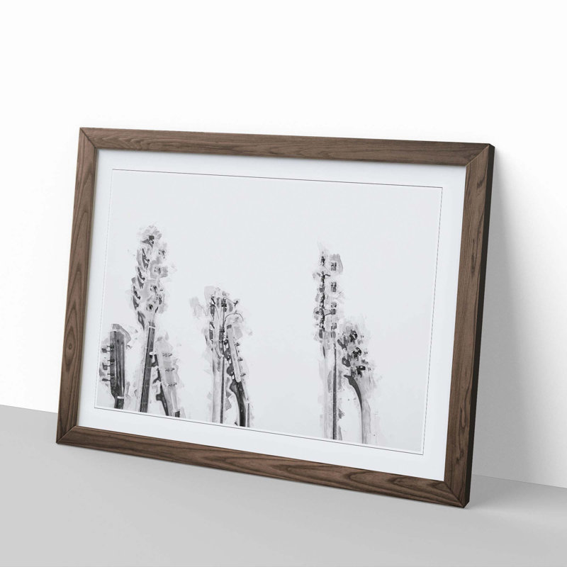 Multiple Guitars in Abstract - Framed Print, Walnut Framed, 27cm H x 36cm W x 2cm D