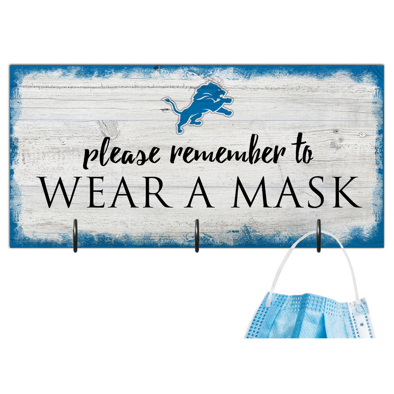 3 - Hook Wall Mounted Coat Rack, Detroit Lions