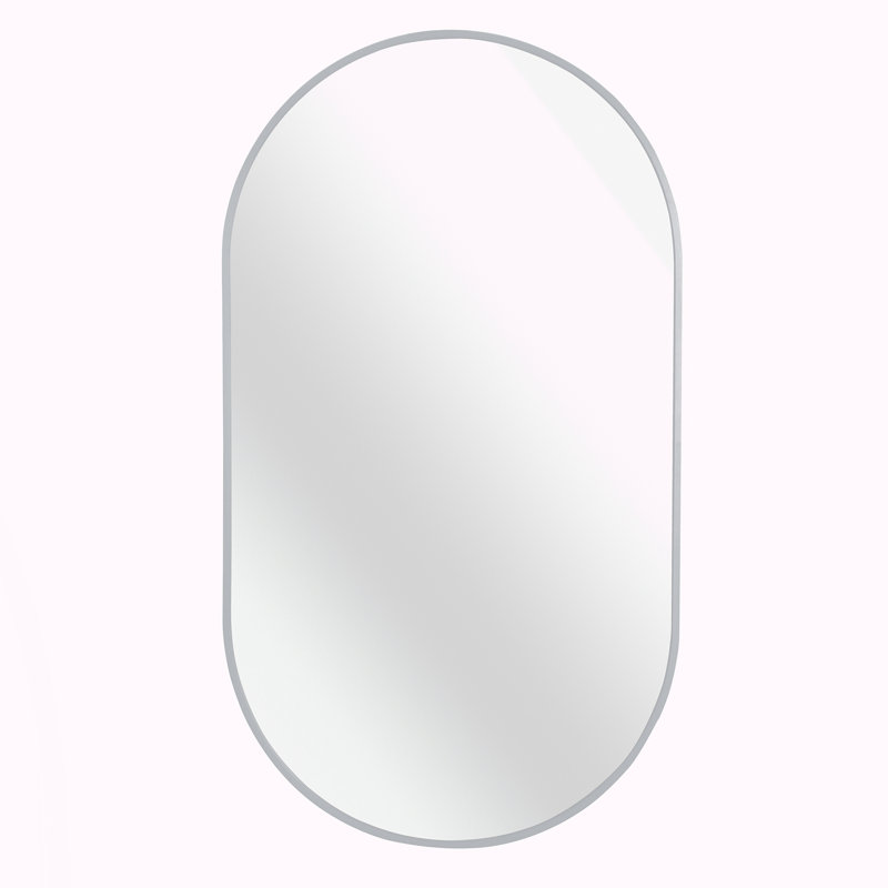  Miroir ovale en métal, Argent argent, 33 po x 20 po