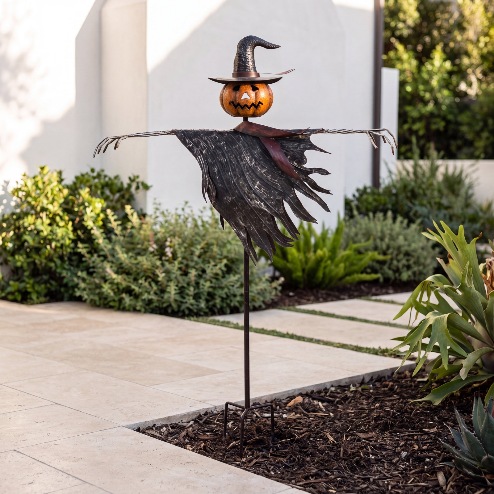 Jack-O'-Lantern Scarecrow Garden Stake