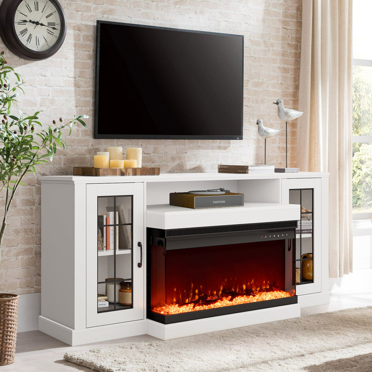 70" TV Stand for TVs up to 80" with Fireplace Included
