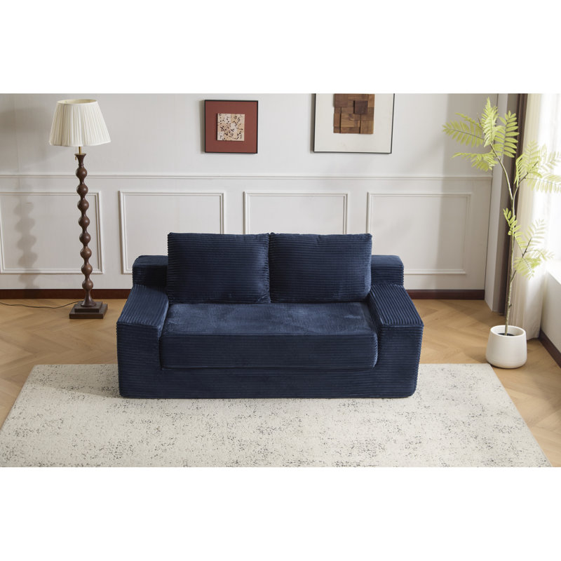Comfortable Dark Blue Corduroy , Ideal For Multiple Relaxing Scenes, Deep Seat, Reversible Cushion, High - Density Padding, No Assembly Needed Living Spaces, Required