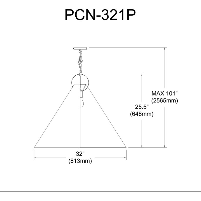 Luminaire suspendu incandescent 1 lumière Princeton, Noir, Laiton vieilli, H 25,5 po x l 32 po x P 32 po