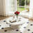 35.43" Space-Saving Round Coffee Table, FRP Matte Marble-Like For Living Room Condo Reading Corner