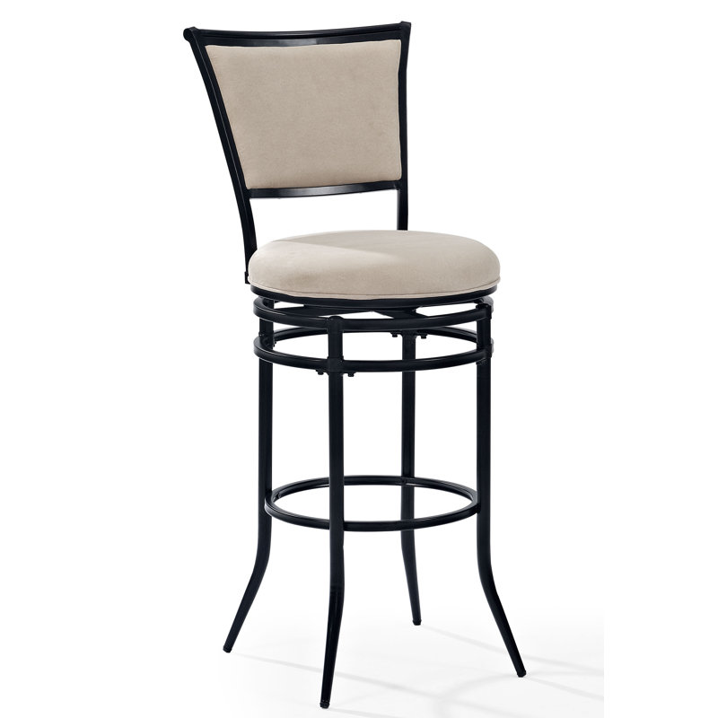Massena Swivel Upholstered Counter Stool with Metal Frame, Beige, Bar Stool (30" Seat Height)