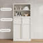 Grande armoire de salle de bain, armoire de rangement autoportante de 51 po de hauteur avec portes et 2 tiroirs, rangement polyvalent pour la salle de bain, le salon, la cuisine et le garde-manger-1535201471