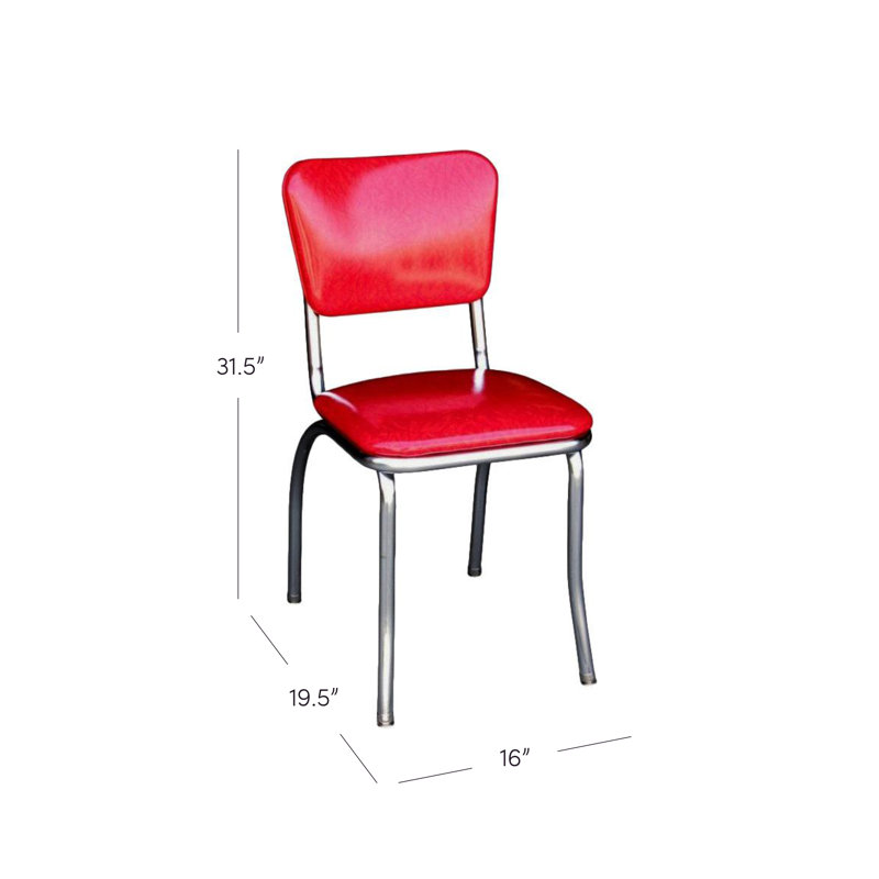 Chaise de salle à manger rembourrée rétro, Rouge glace fissurée