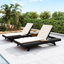 Chaise longue en bois toutes saisons avec coussins assortis crème, inclinable réglable et conception à circulation d'air