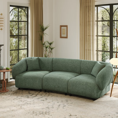 Valette Contemporary Curved Bouclé Upholstered Sectional Sofa With Plush Seating And Sculptural Silhouette by Ebern Designs