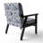 Cobalt Blue Scrollwork Swirls Victorian Pattern II - Upholstered Floral Accent Chair-1244381045