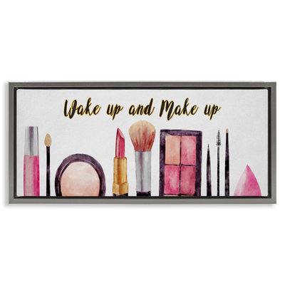 Wake Up Make Up Watercolor Framed Floater Canvas Wall Art by Ziwei Li ygg-204