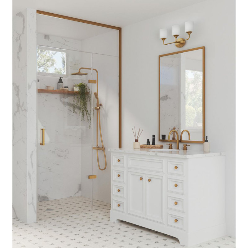 Éclairage de salle de bain à intensité variable à 3 lumières Rozenia, Or brossé