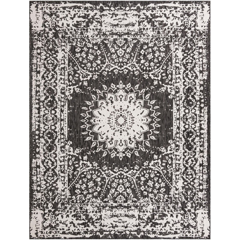 Tapis noir et blanc Contemporary Hitchens, Rectangle 9 pi x 12 pi