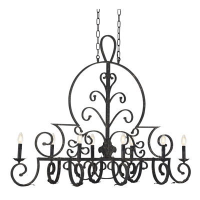 Lustre classique à 8 lumières de style bougie Fleur De Lis
