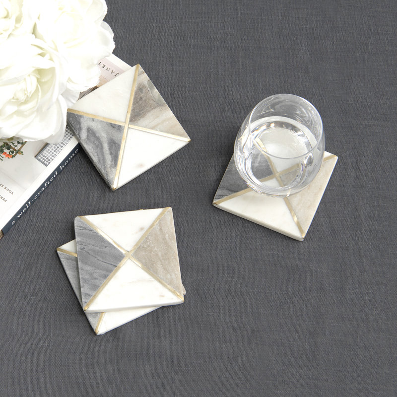 Marble Square 4 Piece Coaster Set