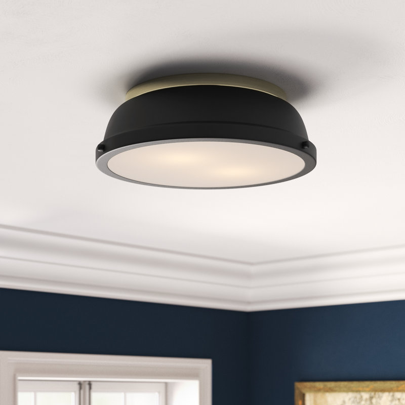 Calico Steel Flush Mount, Aged Brass, Matte Black