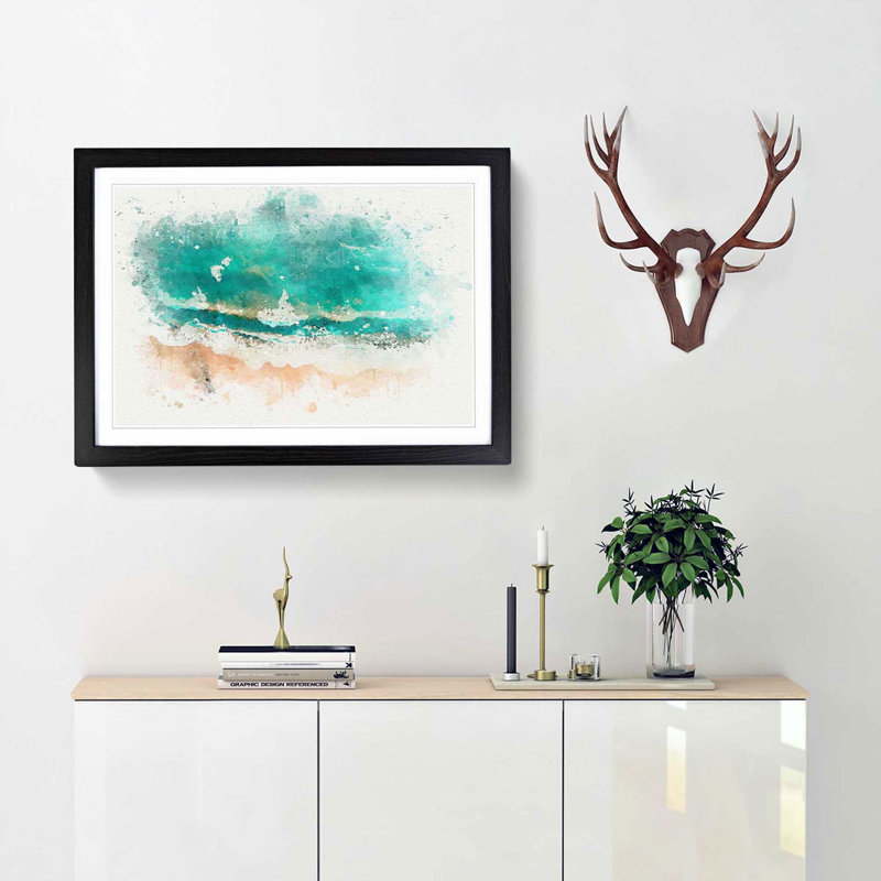 Monterey Beach in California - Picture Frame Graphic Art Print, 62cm H x 87cm W x 2cm D, Black Framed