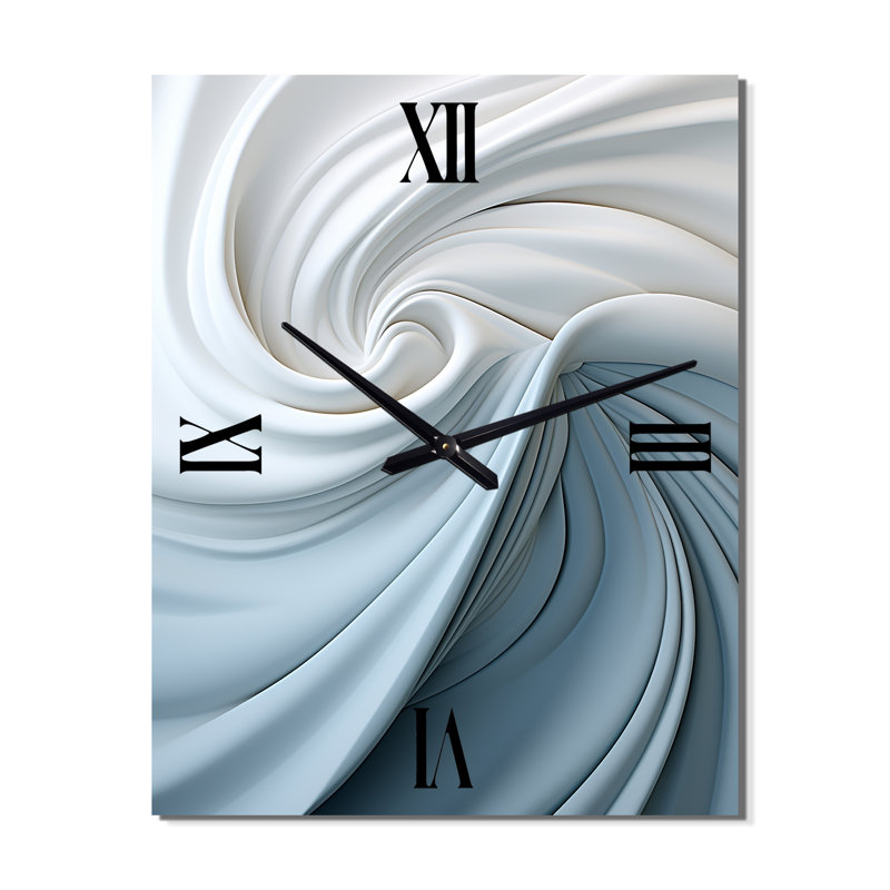 Horloge murale spirale abstraite blanche et bleue Zen Zephyr Spiral II, Grand