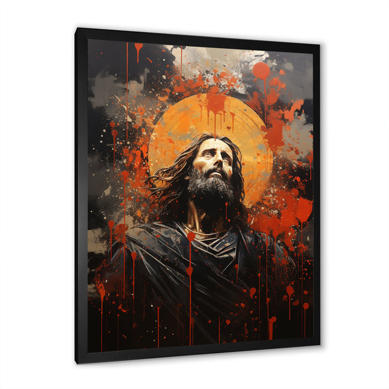 «Christianism Jesus Rosegold Circles», H 20 po x l 12 po x P 1 po, Cadre simple noir