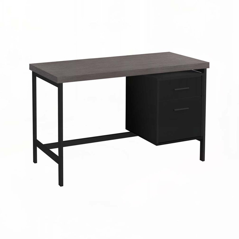 Bureau d'ordinateur à domicile avec tiroirs de rangement, Gris / Noir