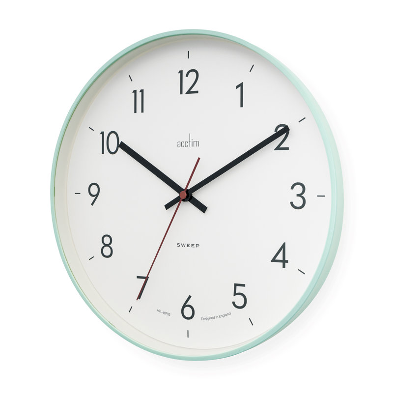 Acctim Non-Ticking Sweep Sleek Wall Clock, Mint Humbug