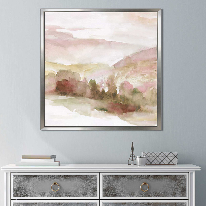 «Windscape II», reproduction de peinture à l'aquarelle, H 39,5 po x l 39,5 po x P 2 po, Cadre flottant argent