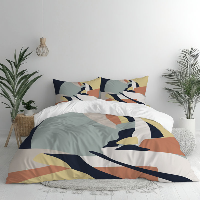 Modern Abstract Comforter Set, King Comforter + 2 King Pillow Shams