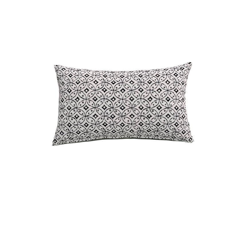 Liza Pillow Cover & Insert Rectangle in White/Black
