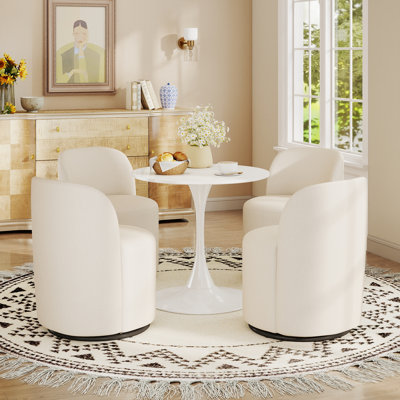 Modern Dining Table Set with 2/4 Swivel Chairs, 31.5in Round Table &360 Degree  Barrel Chairs for Kitchen Dining Room