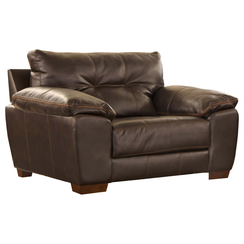 Bertold 61'' Wide Armchair, Chocolate Faux Leather