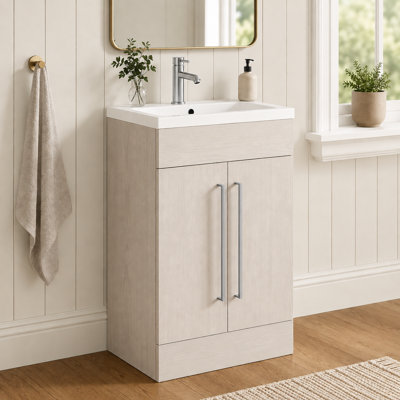 515mm Single Bathroom Vanity with Semi-Recessed Ceramic Basin