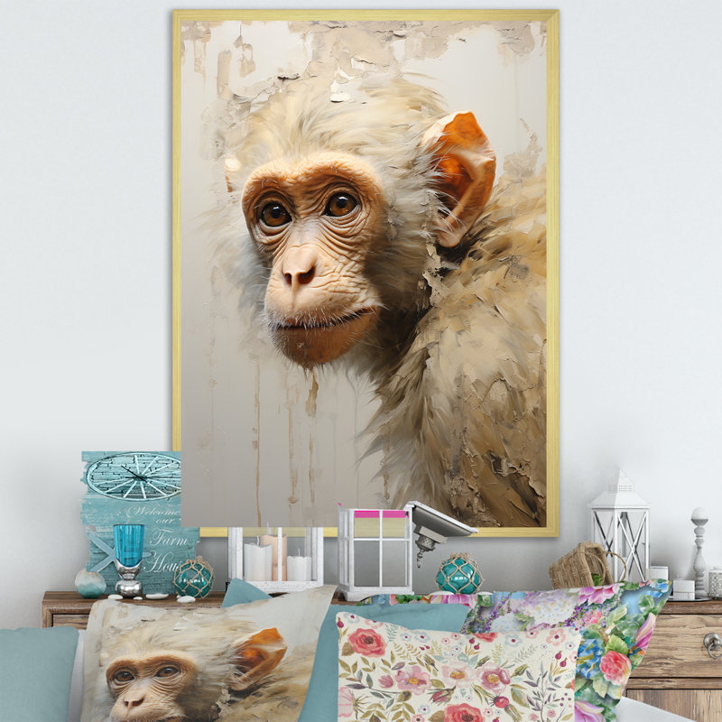 " Minimalism Monkey Silhouette I ", Gold Picture Frame, 40" H x 30" W x 1.5" D