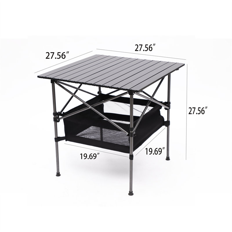 Table de pique-nique portable et pliable, H 27,56 po x L 27,56 po x P 27,56 po