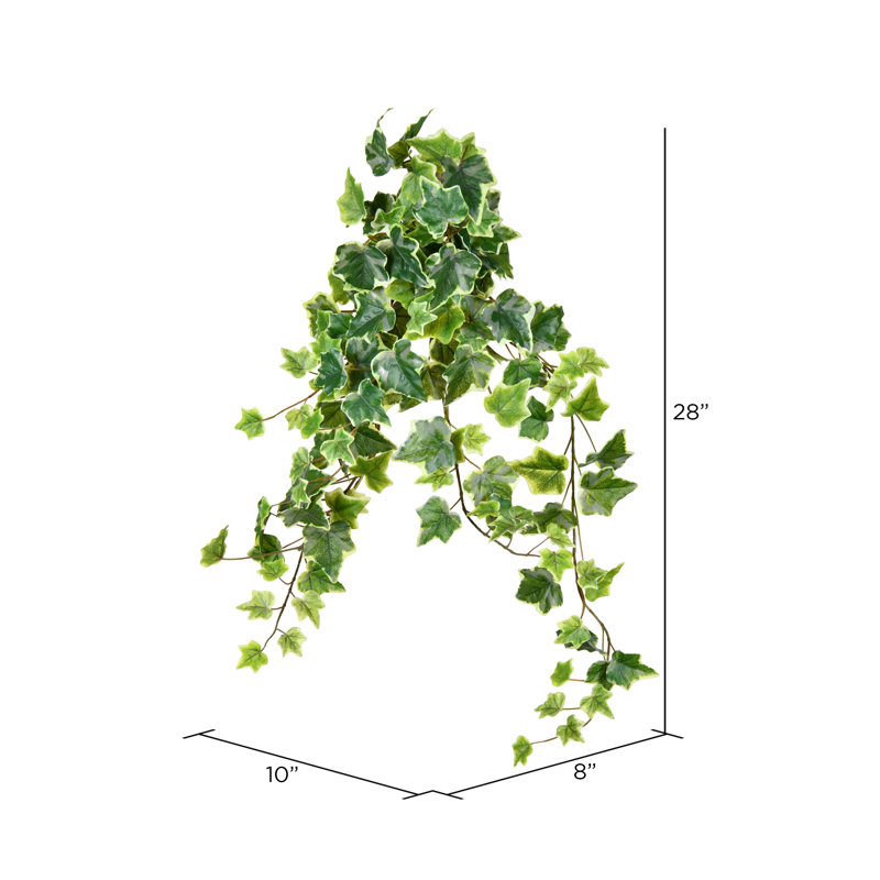 Artificial Varigated Ivy Hanging Bush, 28" H x 8" W x 10" D