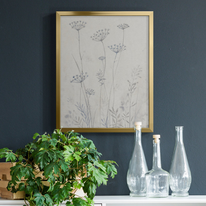 Neutre Queen Anne's Lace II - toile avec cadre de qualité supérieure - prête à être accrochée