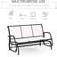 Banc à bascule 3 places blanc crème avec assise en maille, structure en métal, glissement fluide pour terrasse extérieure, convient aux porches et balcons.