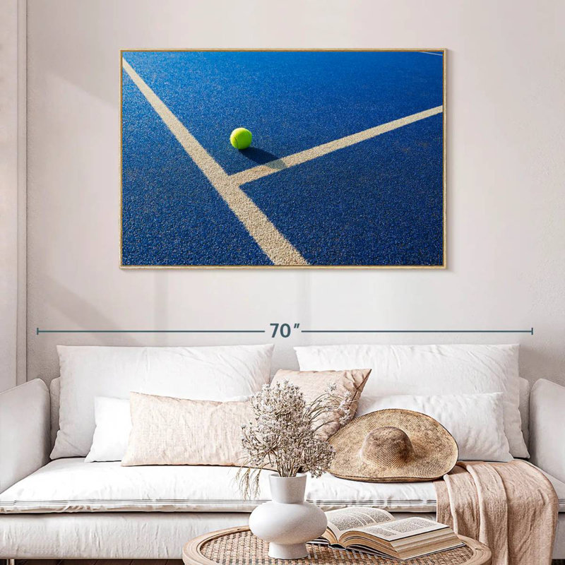Balle de tennis, Cadre flottant en bois naturel, 46 po x 31 po
