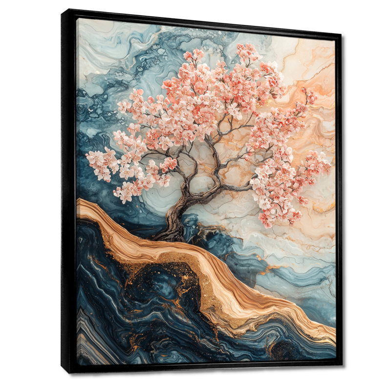 Hemphill - salon d'art mural floral, H 40 po x l 30 po, Noir, Impression encadrée flottante