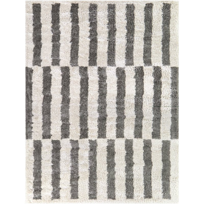 Leopoldo Cream Striped Modern Area Rug
