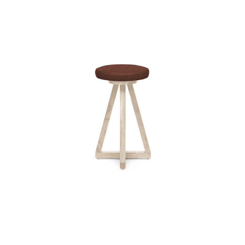 Artless X Swivel 26" Counter Stool, Blackened Steel, Tobacco, Bleached White Oak