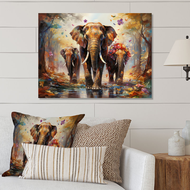 Art asiatique, éléphants thaïlandais VII - décoration murale asiatique en métal, H 12 po x l 20 po x P 1 po