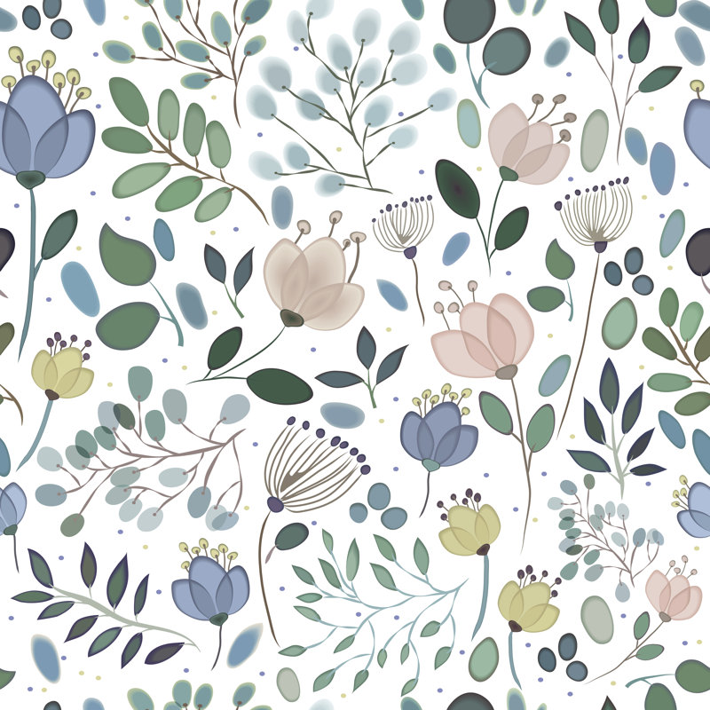 Papier peint adhésif floral fantaisiste, L 39 po x L 28 po